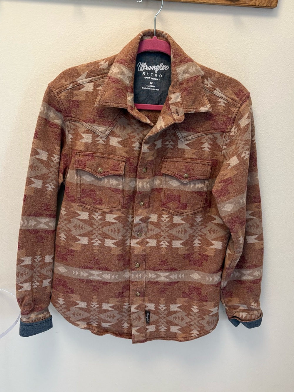 Wrangler Retro Men's Tan & Brown Patterned Shacket